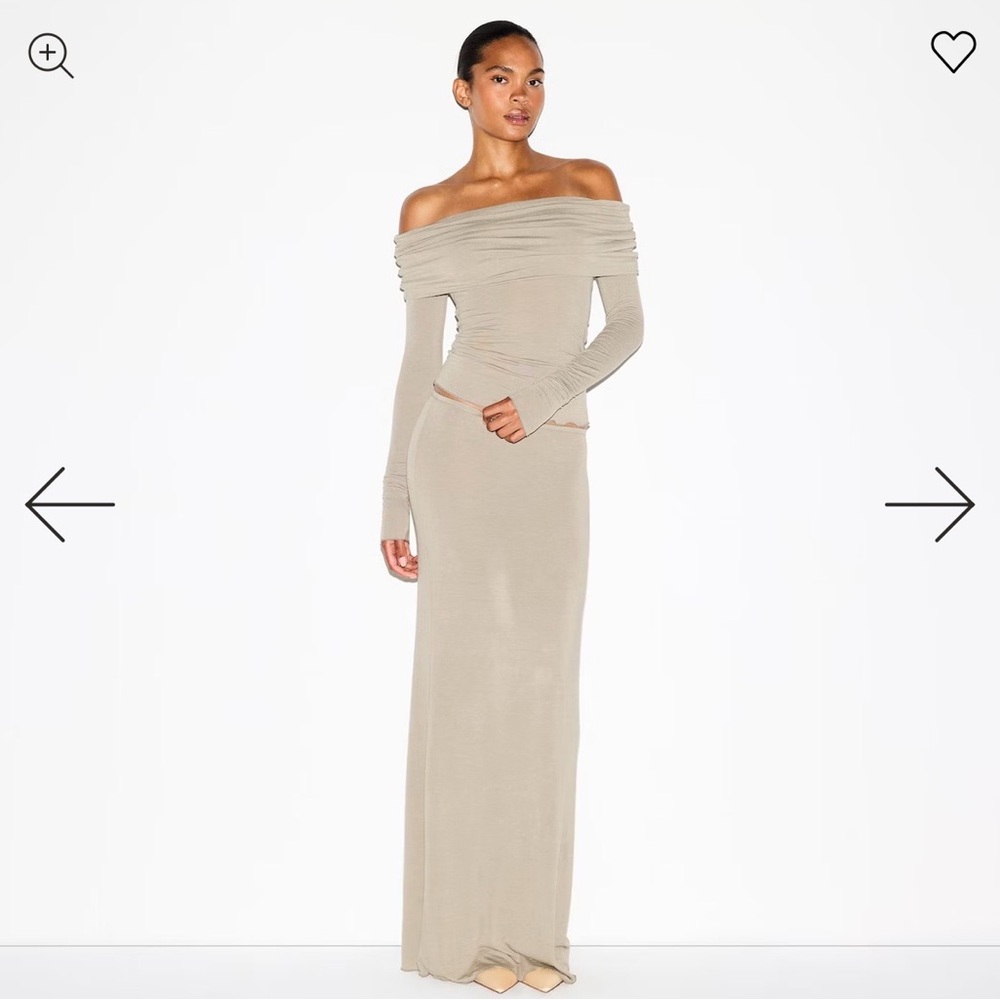SKIMS Long Sleeve Off-Shoulder Shirt - Beige